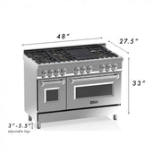ZLINE 48" Professional Dual Fuel Range with Red Matte Door, RA-RM-48