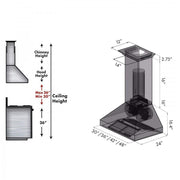 ZLINE 48" Professional Wall Range Hood, Built-in CrownSound® Bluetooth Speakers, 667CRN-BT-48