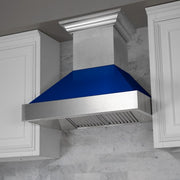 ZLINE 48" Snow Finish Wall Range Hood, Blue Gloss Shell, 8654BG-48