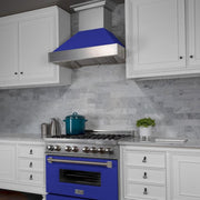 ZLINE 48" Snow Finish Wall Range Hood, Blue Matte Shell, 8654BM-48