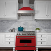 ZLINE 48" Snow Finish Wall Range Hood, Red Matte Shell, 8654RM-48