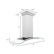 ZLINE 48" Wall Range Hood, Snow Finish Stainless & Glass, 8KN4S-48