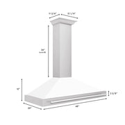 ZLINE 48" White Matte Range Hood, Stainless Steel Handle KB4SNX-WM-48