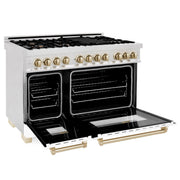 ZLINE 48"Autograph Range Dual Fuel, DuraSnow, White Door,RASZ-WM-48-CB