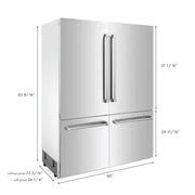 ZLINE 60" 32.2 cu. Ft. Panel Ready Built-In 4-Door French Door Refrigerator with Internal Water and Ice Dispenser RBIV-60