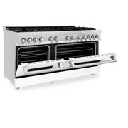ZLINE 60" 7.4 cu. ft. Dual Fuel Range with Gas Stove and Electric Oven in Stainless Steel and White Matte Door, RA-WM-60