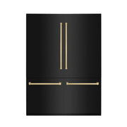 ZLINE 60" Autograph 32.2 cu. ft. 4-Door French Door Fridge Water/Ice Dispenser Black Stainless Steel Gold Accents RBIVZ-BS-60-G