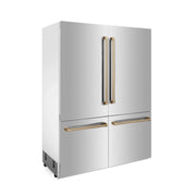 ZLINE 60" Autograph 32.2 cu. ft. 4-Door French Door Fridge Water/Ice Dispenser Stainless Steel Champagne Bronze Accents RBIVZ-304-60-CB