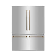 ZLINE 60" Autograph 32.2 cu. ft. 4-Door French Door Fridge Water/Ice Dispenser Stainless Steel Gold Accents RBIVZ-304-60-G