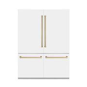 ZLINE 60" Autograph Edition French Door Refrigerator, Internal Water, Ice Dispenser, White Matte, Champagne Bronze Accents RBIVZ-WM-60-CB
