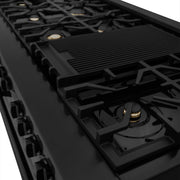 ZLINE 60" Dual Fuel Range, Black Stainless, Brass Burners, RAB-60