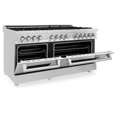 ZLINE 60" Dual Fuel Range In Stainless Steel, Brass Burners, RA-BR-60