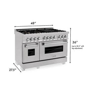 ZLINE 60" Dual Fuel Range, Snow Stainless, Brass Burners, RAS-SN-BR-60