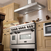 ZLINE 60" Dual Fuel Range, Snow Stainless, Brass Burners, RAS-SN-BR-60