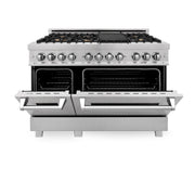 ZLINE 60" Dual Fuel Range, Snow Stainless, Brass Burners, RAS-SN-BR-60