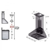 ZLINE 60" Professional Wall Range Hood, Built-in CrownSound Bluetooth Speakers, 697CRN-BT-60