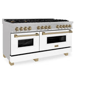 ZLINE 60"Autograph Range Dual Fuel, DuraSnow, White Door,RASZ-WM-60-G