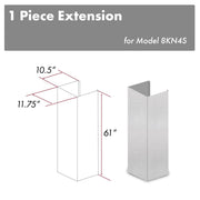 ZLINE 61 In. Snow Finished Stainless Steel Chimney Extension For Ceilings Up To 12.5 Ft. (8KN4S-E)