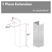 ZLINE 61" Snow Finished, Chimney Extension, Ceilings up to 12.5', 8KF2S-E