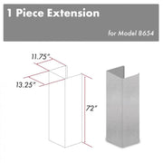 ZLINE 72 in. Extended Chimney and Crown, 8654-E