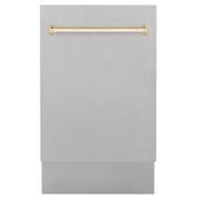 ZLINE Autograph 18" DuraSnow Dishwasher, Gold Handle DWVZ-SN-18-G