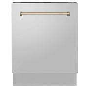 ZLINE Autograph 24" Dishwasher Stainless Door, Champagne Bronze Handle DWVZ-304-24-CB