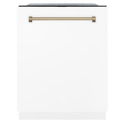 ZLINE Autograph 24" Dishwasher, White Door, Bronze DWMTZ-WM-24-CB