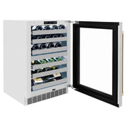 ZLINE Autograph 24 in. Dual Zone 44 Bottle Wine Cooler With Stainless Steel Glass Door And Champagne Bronze Handle RWDOZ-GS-24-CB