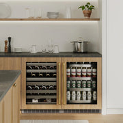 ZLINE Autograph 24 in. Dual Zone 44 Bottle Wine Cooler With Stainless Steel Glass Door And Champagne Bronze Handle RWDOZ-GS-24-CB