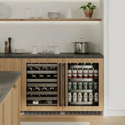 ZLINE Autograph 24 in. Dual Zone 44 Bottle Wine Cooler With Stainless Steel Glass Door And Matte Black Handle RWDOZ-GS-24-MB