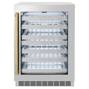 ZLINE Autograph 24 in. Dual Zone 44 Bottle Wine Cooler With Stainless Steel Glass Door And Polished Gold Handle RWDOZ-GS-24-G
