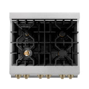 ZLINE Autograph 30" 4.0 cu. ft. Dual Fuel Range , Gas Stove Electric Oven Stainless Steel Champagne Bronze Accents RASZ-SN-30-CB