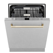 ZLINE Autograph Edition 24" Dishwasher DuraSnow, Gold DWMTZ-SN-24-G