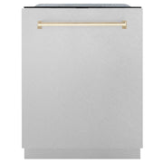 ZLINE Autograph Edition 24" Dishwasher DuraSnow, Gold DWMTZ-SN-24-G