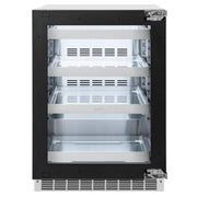 ZLINE Autograph Edition 24 in. Touchstone 151 Can Beverage Fridge With Panel Ready Glass Door And Matte Black Handle RBSPOZ-24-MB
