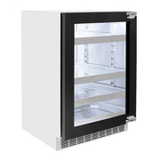ZLINE Autograph Edition 24 in. Touchstone 151 Can Beverage Fridge With Panel Ready Glass Door And Polished Gold Handle RBSPOZ-24-G