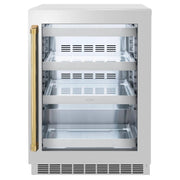 ZLINE Autograph Edition 24 in. Touchstone 151 Can Beverage Fridge With Stainless Steel Glass Door And Polished Gold Handle RBSOZ-GS-24-G