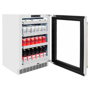 ZLINE Autograph Edition 24 in. Touchstone 151 Can Beverage Fridge With Stainless Steel Glass Door And Polished Gold Handle RBSOZ-GS-24-G