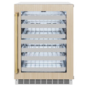 ZLINE Autograph Edition 24 in. Touchstone Dual Zone 44 Bottle Wine Cooler With Panel Ready Glass Door And Polished Gold Handle RWDPOZ-24-G