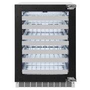 ZLINE Autograph Edition 24 in. Touchstone Dual Zone 44 Bottle Wine Cooler With Panel Ready Glass Door And Polished Gold Handle RWDPOZ-24-G
