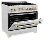 ZLINE Autograph Edition 36" Dual Fuel Range, Gold Accents, RAZ-36-G