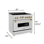ZLINE Autograph Edition 36" Dual Fuel Range, Gold Accents, RAZ-36-G
