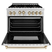 ZLINE Autograph Edition 36" Dual Fuel Range, Gold Accents, RAZ-36-G
