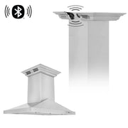 ZLINE Ducted Vent Island Mount Range Hood in Stainless Steel with Built-in ZLINE CrownSound Bluetooth Speakers GL1iCRN-BT-36