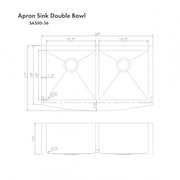 ZLINE Farmhouse 36" Double Bowl Apron Sink Stainless Steel, SA50D-36