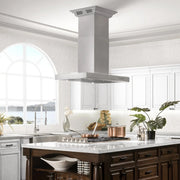 Zline Island Mount Range Hood in Stainless Steel with Built-in ZLINE CrownSound™ Bluetooth Speakers KE2iCRN-BT
