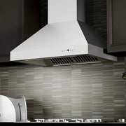 ZLINE Professional Convertible Vent Wall Mount Range Hood in Stainless Steel with Crown Molding 667CRN-30