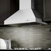 ZLINE Professional Convertible Vent Wall Mount Range Hood in Stainless Steel with Crown Molding 667CRN-36